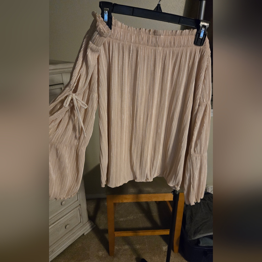 LC Lauren Conrad Pleated Off-shoulder Blouse